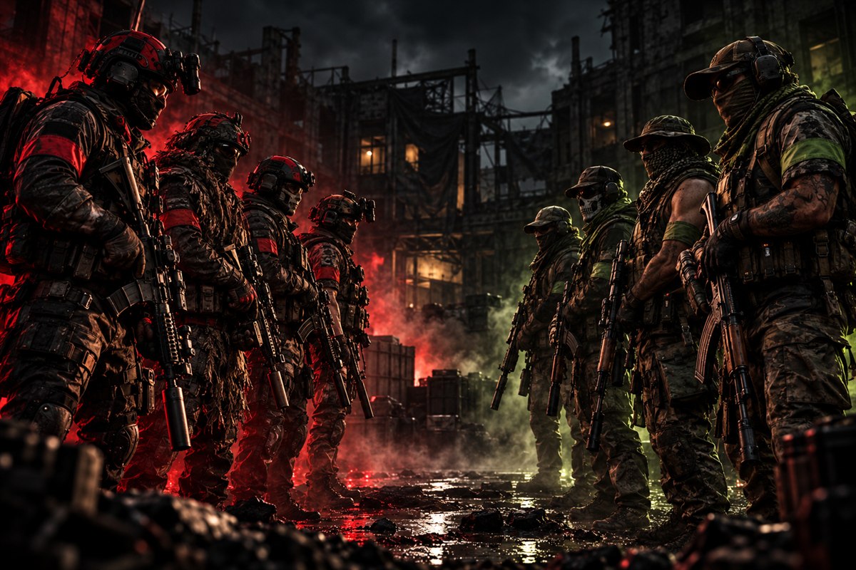 Two clans facing each other before a Clan Battle