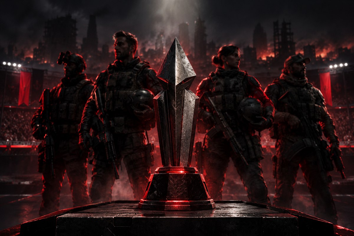 A winning clan with the tournament trophy