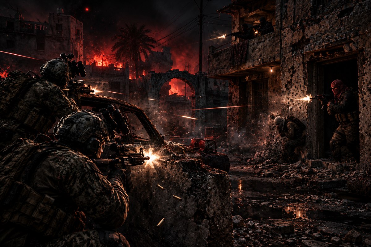 Tac-Ops and Mercs in a firefight