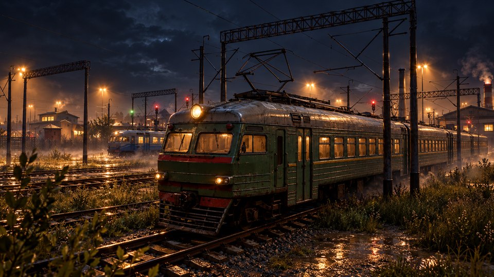 Train Yard at night